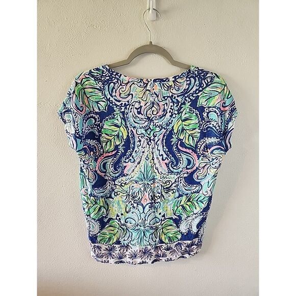 Lilly Pulitzer Hartwell Boxy Top Womens Size Xxs / Xs Hanging with Fronds Linen - Picture 4 of 4